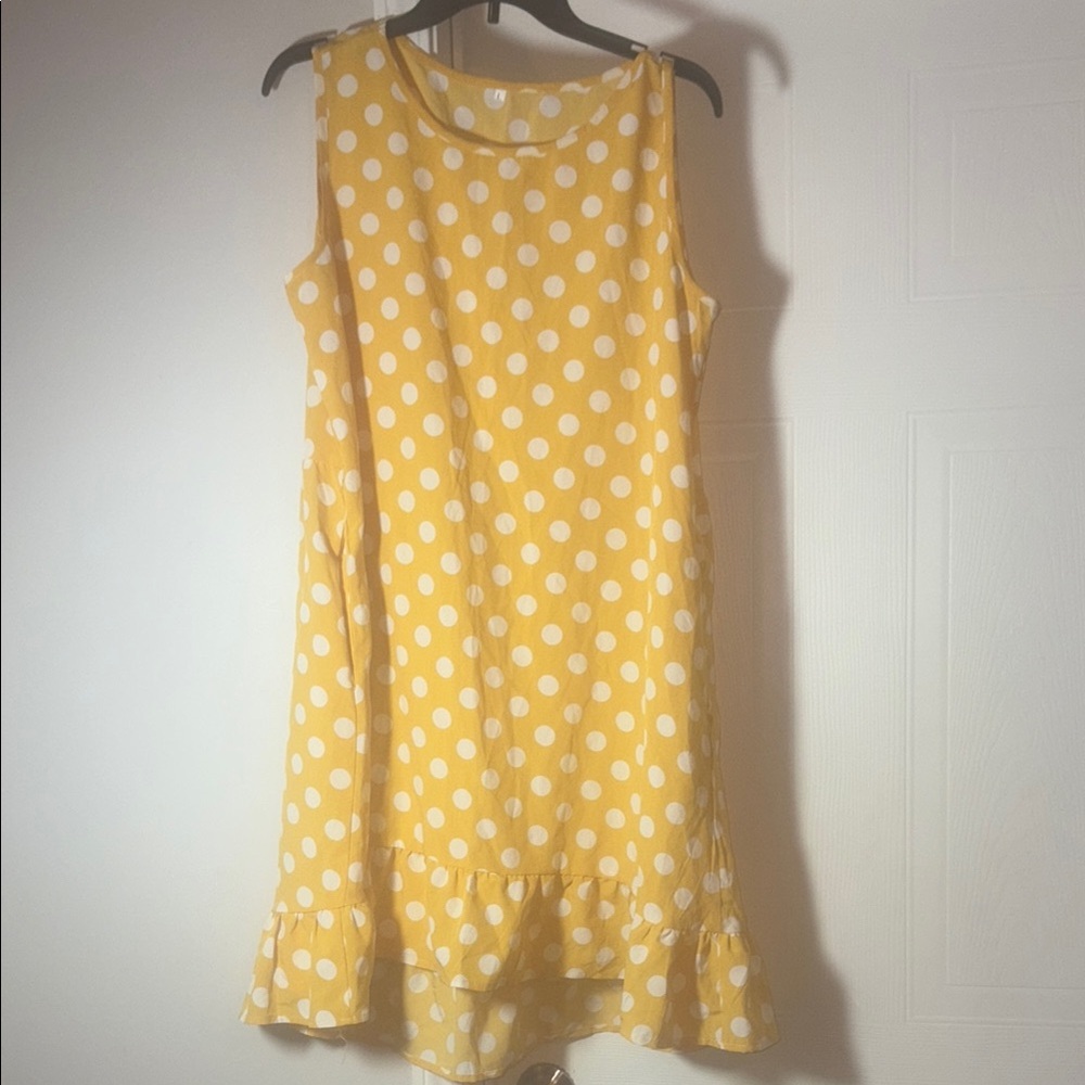 Yellow Polka Dot Sleeveless Dress